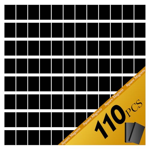 110Pcs Magnets Squares with Adhesive Backing - Magnetic Tape Strip Self Adhesive Magnetic Squares for Fridge Art Project Classroom Whiteboard
