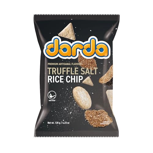 Darda Truffle Salt Rice Chips - Air-Popped Crispy Rice Chip Snacks with Tuffle Flavor, Low-Calorie Ksnack, Non-Fried, Zero Cholesterol, Light & Crunchy Snack Packs (4.23oz)