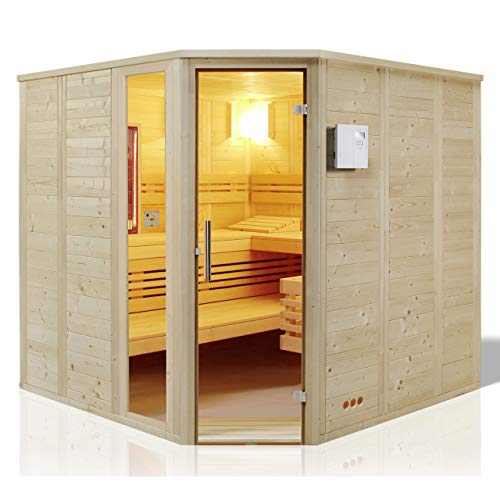 Unbekannt Infraworld Sauna Urban Complete Massivholz 209 x 209 cm nordische Fichte 391034