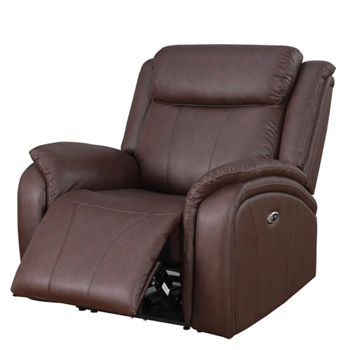 Alexent Power Recliner Chair Brown Leather Accent Chair for Living
