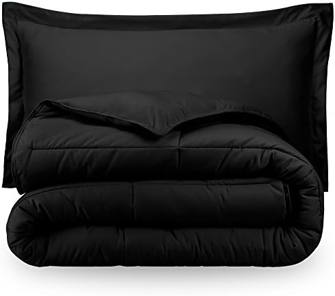 Ivy Union Black Solid Down Alternative Comforter & Pillow Sham Cover Set Twin