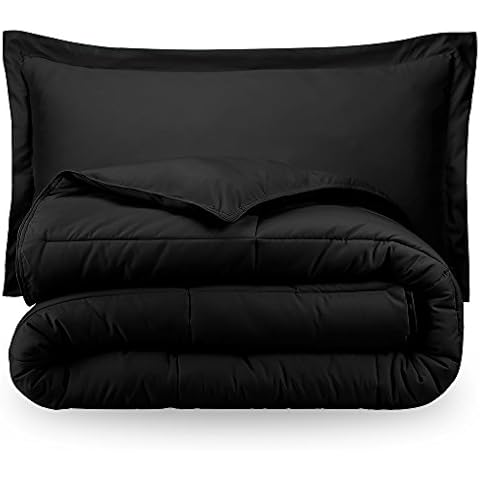 Ivy Union Black Solid Down Alternative Comforter & Pillow Sham Cover Set Twin Cover