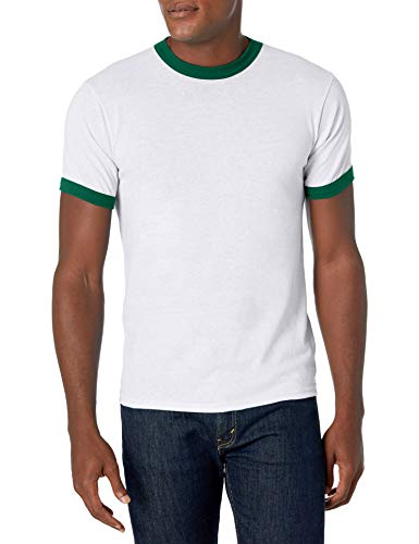Augusta Sportswear Medium Ringer Tee Shirt, White Dark Green