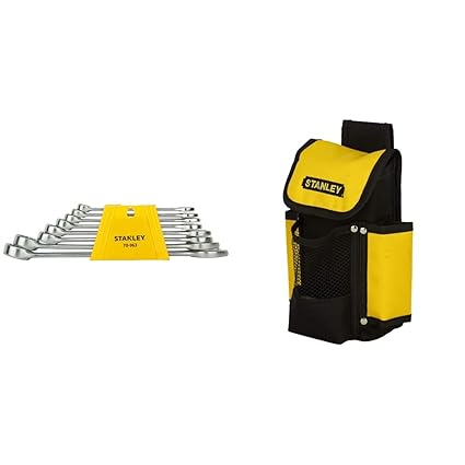 Stanley 70-963E Open End Chrome Vanadium Steel Combination Spanner Set (Pack of 8) with 93-222 252mm 10-Inches Multipurpose Tools Storage Water Proof Nylon Tool Bag