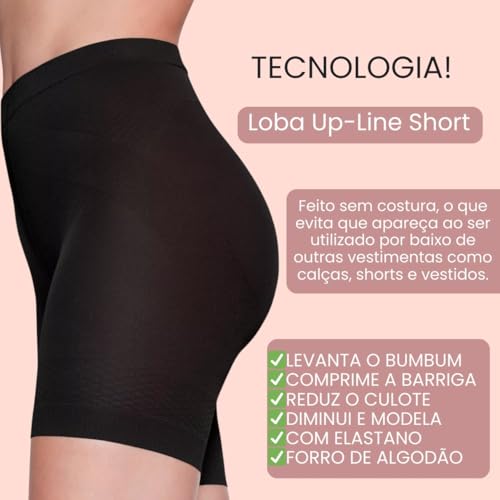 Short Cinta Compressão Feminina Levanta Bumbum Modelador Afina Cintura Redutor de Medidas Up Line (P