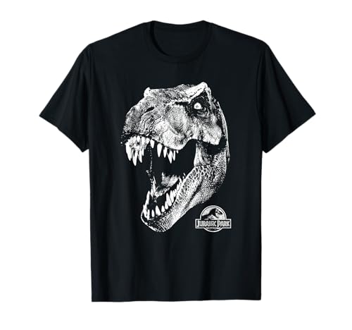 Image of Jurassic Park T-Rex White Head Roaring T-Shirt