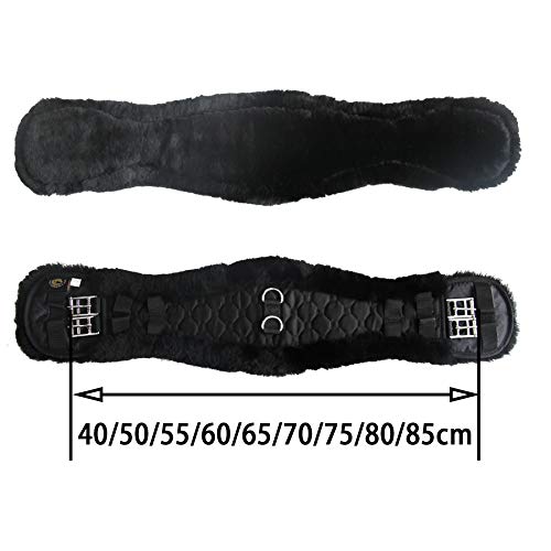 Merauno® Lammwolle Konturgurt Sattelgurt, Kurzgurt Dressurgurt, aus Qualitäts Merino Lammwolle, spezielle anatomisch konkave Form, für bessere Rutschfestigkeit. Farbe:Natur,Schwarz,Braun,Anthrazit