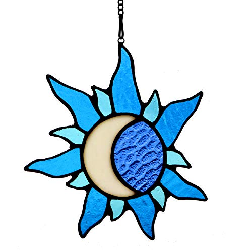 Haosum Sun And Moon Stained Glass Window Hangings,Sun Moon Decor Glass Suncatchers Ideal For Garden, Home, Farmhouse, Patio And Bedroom…… #TOP10