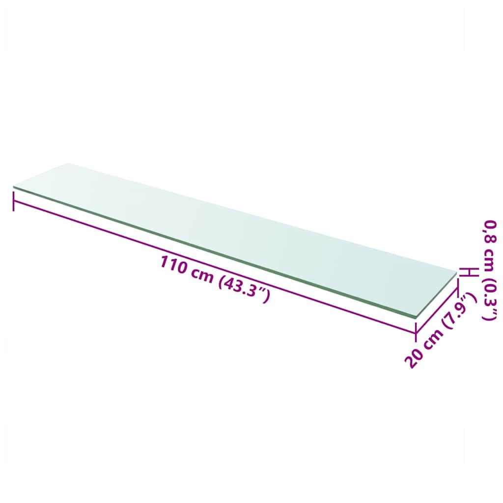 2er Set Glas Regalböden 110x20 cm Transparent 8mm Hartglas