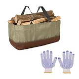 Robuste Tragetasche für Brennholz, ausgestattet mit Handschuhen, Brennholz Log Tragetasche, Tragetasche für Kaminholz große Kapazität, Kaminholz-Tragetasche langlebig, für den Brennholztransport