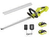 EWORK 22 inch Hedge Trimmer Cordless with 2 Battery and Charger, 20V Handheld Electric Hedge Trimmer with Dual-Action Blades, Lightweight Powered Bush Trimmer Grass Cutter Shrub for Garden Yard Tools