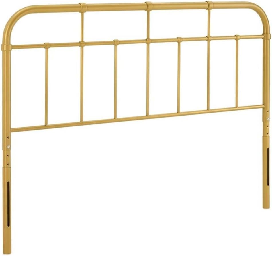 Pemberly Row Modern Farmhouse Twin Metal Spindle Headboard, Adjustable Powder Coated Iron Construction, Gold Finish, Fits Most Twin Bed Frames, Rustic Style for Kid's Bedroom or Guest Room