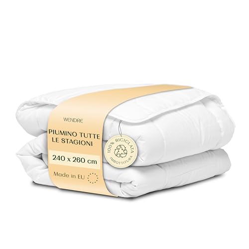 Wendre Piumino Mezza Stagione Matrimoniale Grande 240x260 – Piumino Autunnale 300 GSM in Microfibra Anallergica – Certificato OEKO-TEX, Traspirante e Lavabile