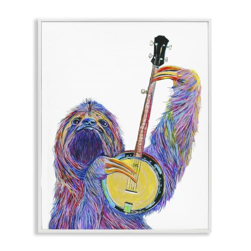 Stupell Industries Vibrant Sloth Musician Playing Banjo Musical Instrument, Design by Melissa Symons