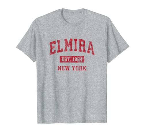 Elmira New York NY Vintage Deportes Diseño Rojo Camiseta
