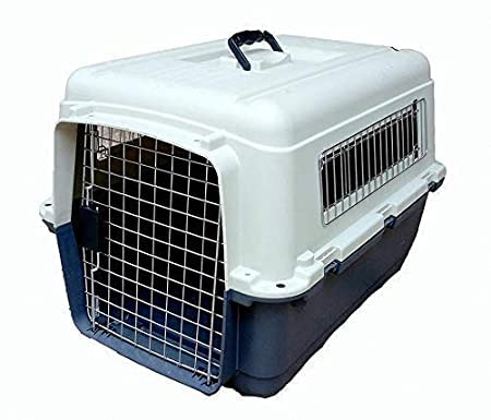 Smart Pups IATA Approved Plastic Flight Cage for Pets, Dog Flight Cage - Grey & White (20 inch Flight cage)