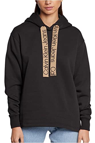 Calvin Klein Damen Hoodies, Schwarz (Ck Black/Timeless Camel), M