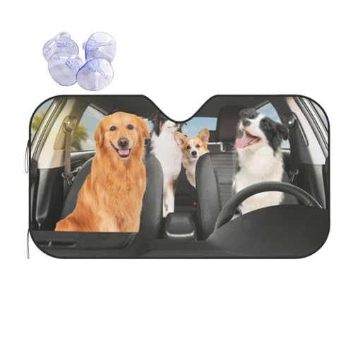 Parasol para parabrisas delantero de coche con diseño de perros dibujos animados de 70x130cm