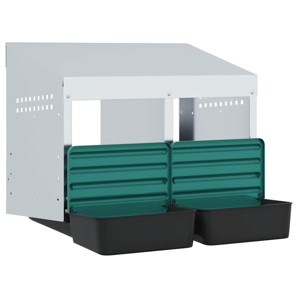 Gallina nido con 2 compartimentos para montaje en pared de acero galvanizado con polipropileno, 53 x 50 x 46 cm, para interior y exterior, fácil recogida de huevos y solución de establo que
