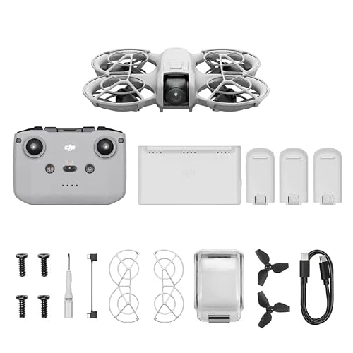 Image of DJI Neo Fly More Combo, Mini Drone with 4K UHD Camera for Adults, 135g Self Flying Drone that Follows You, Palm Takeoff, Subject Tracking, with RC Motion 3 and 3 Batteries (DJI Neo Fly More)