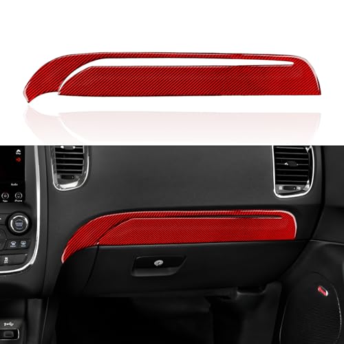 Image of Car Copilot Glove Box Cover Decals for 2011-2020 Dodge Durango Accessories Carbon Fiber Interior Stickers, Red