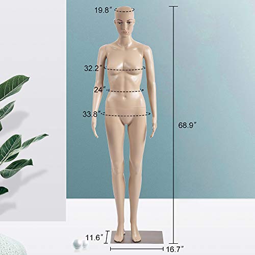 Female Mannequin Full Body Mannequin Torso, Adjustable Manikin Stand Dress Form Dress Model Dressmakers Mannequin Plastic Realistic Display Mannequin With Metal Base 69 Inch #TOP3