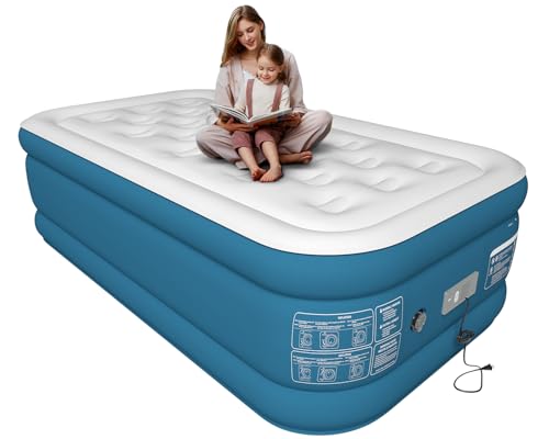 Xsleep Twin Air Mattress with Built in Pump Upgraded Auto Stop Electric Air Pump Luxurious Comfort Twin Blow Up Mattress for Home and Guests 80