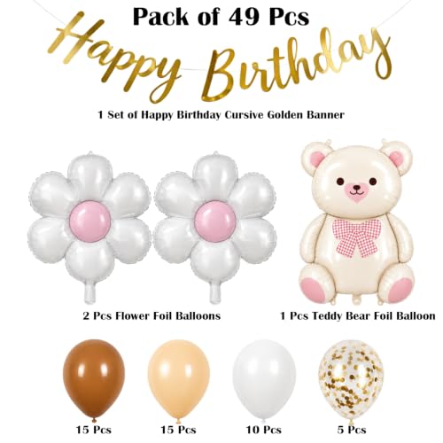 Image of Teddy Bear Theme Birthday Balloon Decoration Kit, Pack of 49 pcs