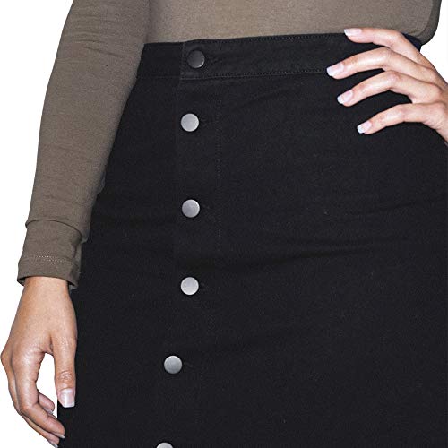 American Apparel Women's Denim Button Front A-Line Mini Skirt, Black, Medium #TOP4