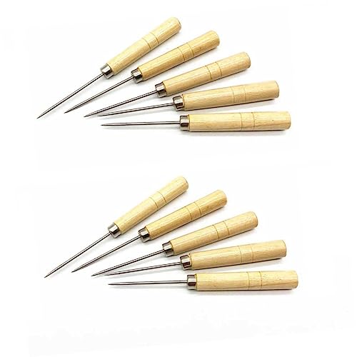 VILLCASE Versatile Craft Kit 10pcs Wooden Handle Scriber Needles Ideal for Quilling Cake Decorating More