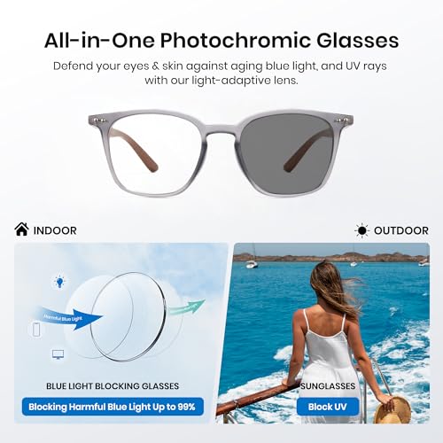 Cyxus Photochromic Blue Light Glasses for Men Women UV Protection 8287 | UV Protection,Eye Protection,Classic Square Frame,Ideal for Office Work or Outdoor Daily — view 5