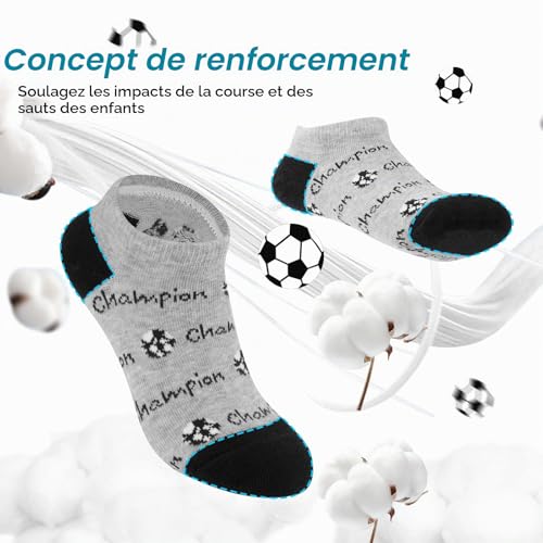 Cirorld Chaussettes enfants, 6 paires de chaussettes sport pour garçons, coton pour football et école, chaussettes colorées pour usage quotidien et sport 23-26 – vue 7