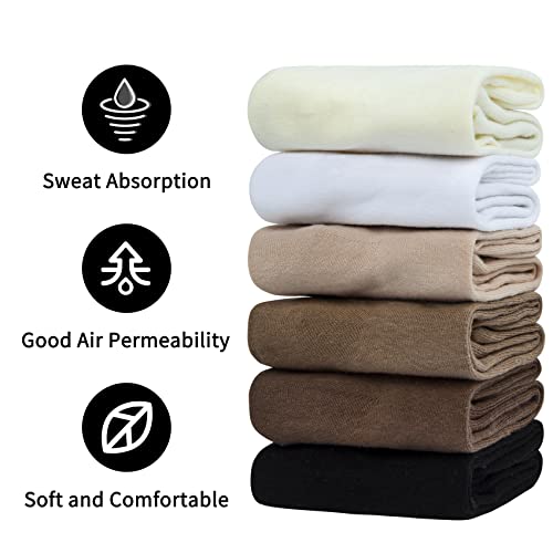 Icamter 6 Pairs Womens Crew Socks Casual Knit Frilly Socks Calf Cotton Socks For Women(G-Coarse Knitted Stripe) #TOP2