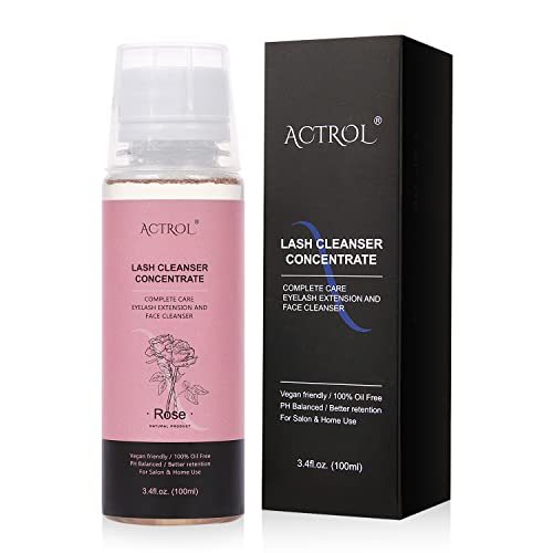 Actrol Eyelash Shampoo Concentrate 100Ml Lash Extensions Cleanser Concentrate Rose Natural Foaming Shampoo Wash For Extensions Lashes With Salon Home Care-Makes 60Ml Bottles #TOP13