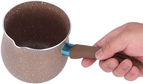 GAESHOW Milk Warmer, Aluminium Alloy Non Stick Milk Pan Mini Coffee Pot Saucepan Lightweight Kitchen Cooking Pot, Lightweight Kitchen Cooking Pot(brown)