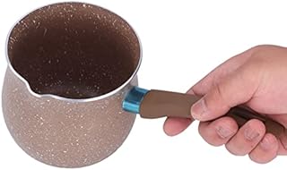 GAESHOW Milk Warmer, Aluminium Alloy Non Stick Milk Pan Mini Coffee Pot Saucepan Lightweight Kitchen Cooking Pot, Lightweight Kitchen Cooking Pot(brown)