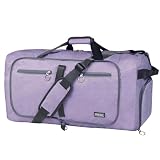 Fmeida ボストンバッグ 大容量 65L【折りたたみ式＆独立シューズ収納】4WAY 超軽量 旅行バッグ キャリーオンバッグ 防水 男女兼用 修学旅行 バッグ スポーツバッグ 大容量 収納 林間学校 出張 (ラベンダーアッシュ)