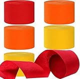 Zodazoqa Set mit 6 roten, orangen und gelben Krepppapierbändern (4,5 cm x 25 m) zur Partydekoration