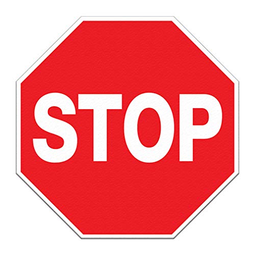 Stop Floor Decals Red Anti-Slip Round Shape B Business Industrial Signs Stickers 17Inches Longer Side