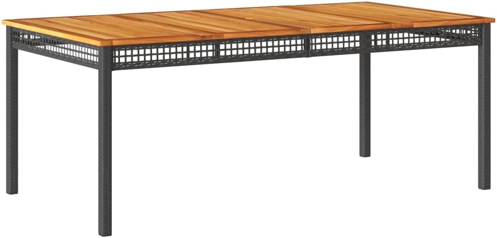 vidaXL - Garden Table/Outdoor Dining Table - Black/Brown - Acacia Wood/Steel - Rectangular - Weather- - for Garden/Balcony/Terrace - Seats 6 People - 70.9x35.4 inches