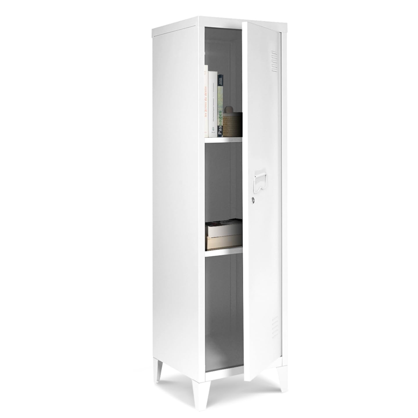 IDMarket - Armoire vestiaire Ester 1 Porte métal Blanc Design Industriel