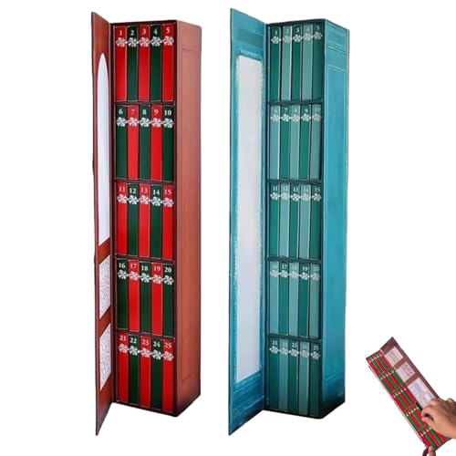 Calendario de Adviento con Mini Libros 2025, Calendario de Adviento 2025 con mini libro,Calendario de Cuenta Regresiva y Adornos (24 Libros) para Navidad y Decoración para el Hogar para Amantes de los