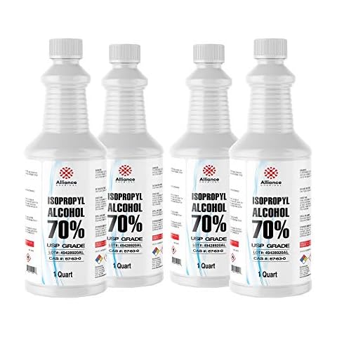 Isopropyl Alcohol (IPA) 70% - USP Medical Grade - 1 Gallon (4 x 32 FL Oz Bottles) - Rubbing Alcohol with Leak Proof Seals - Alliance Chemical - Made in America Cover