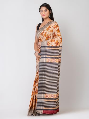 Rachbai black tussar silk saree in pure silk – image 2