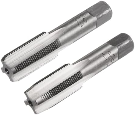 sourcing map Metric Hand Tap M20 Thread 1.5 Pitch 4 Straight Flutes H2 Alloy Tool Steel Bottom & Taper Screw Tap Set Tapping Tools for Repairing 1 Pair