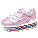 Hogan F2502 sneakersy Donna pink Lame H352 Scarpe H Grande Shoe Woman, różowy - Rosa Laminato - 35 EU