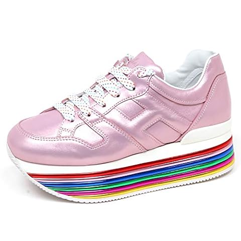 Hogan F2502 sneakersy Donna pink Lame H352 Scarpe H Grande Shoe Woman, różowy - Rosa Laminato - 35 EU
