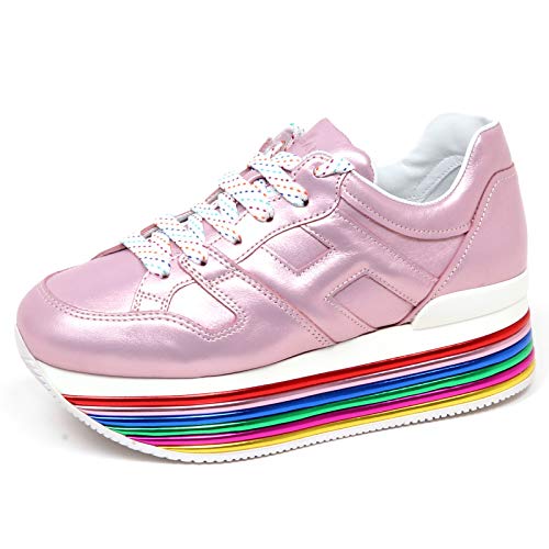 Hogan F2502 sneakersy Donna pink Lame H352 Scarpe H Grande Shoe Woman, różowy - Rosa Laminato - 35 EU