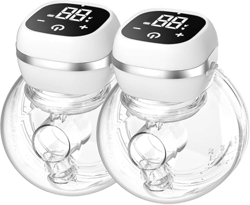 Wearable Breast Pump (ABP-1306),3 Modes 9 Levels with LED Dispaly, Low Noise Painless Rechargeable Wireless Electrical W/ 21MM Flanges