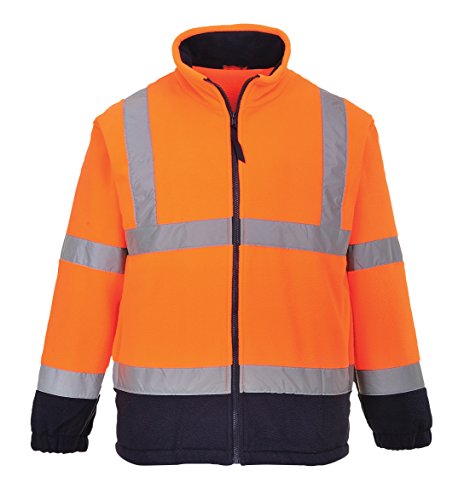 PORTWEST Hochsichtbare zweifarbige Fleece-Jacke, Farbe: orange, Größe: XXXL, F301ONRXXXL
